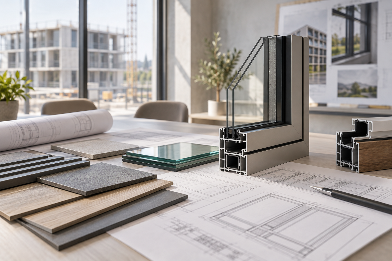 Window system materials and project drawings for planning