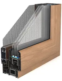 Profile section with glass and screen detail