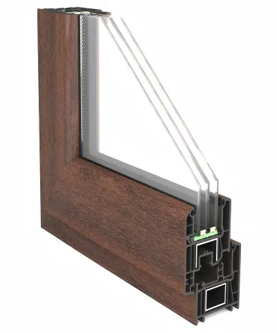 Profile section with insulated glass detail