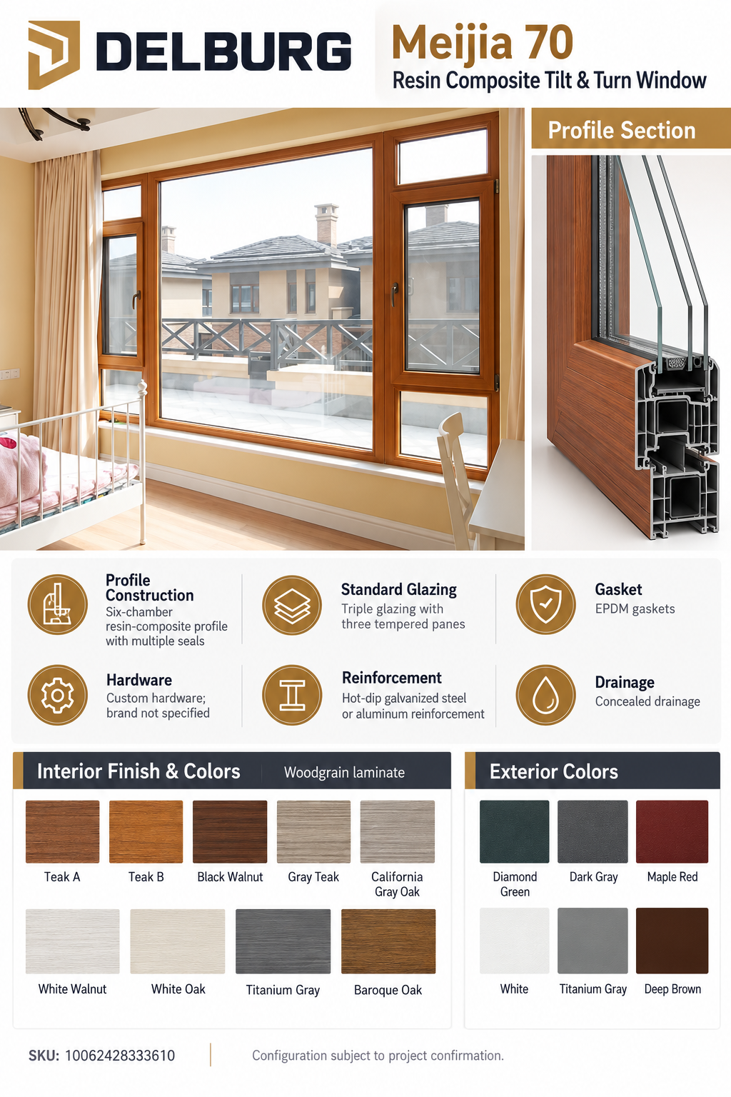 DURABLE Meijia 70 Resin Composite Tilt & Turn Window — English product information