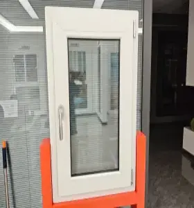 Closed front view of the white showroom sample